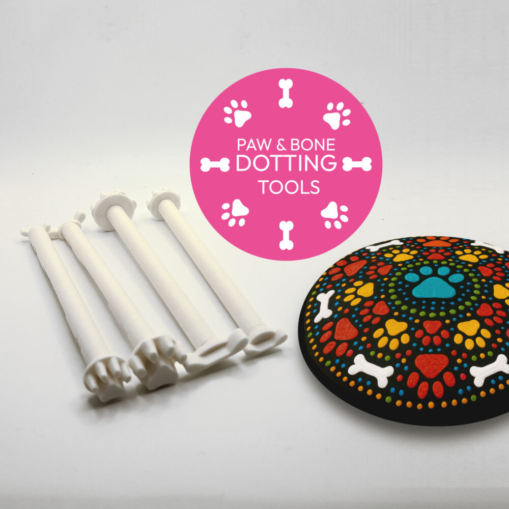 Paw & Bone Dotting Tools – 4 Sizes | Mandala Pet Art Supplies | Spin-to-Complete Bone Design